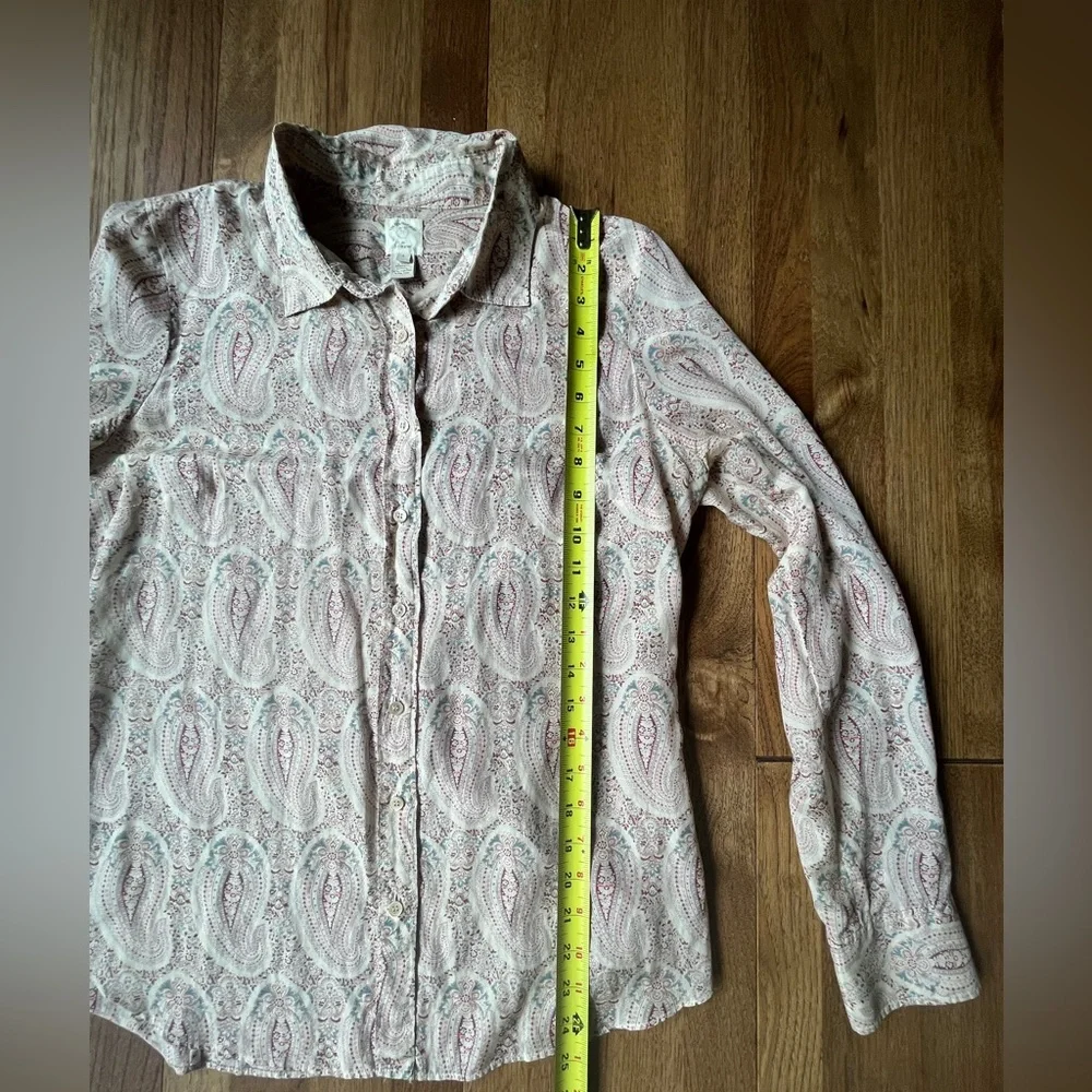 J. Crew Silk Cotton Paisley Button‎ Down Women’s Sz 8 Western 70’s Boho Farm